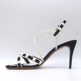 Valentino Free Rockstud Crisscross Sandals Black Suede & White Leather Size 36