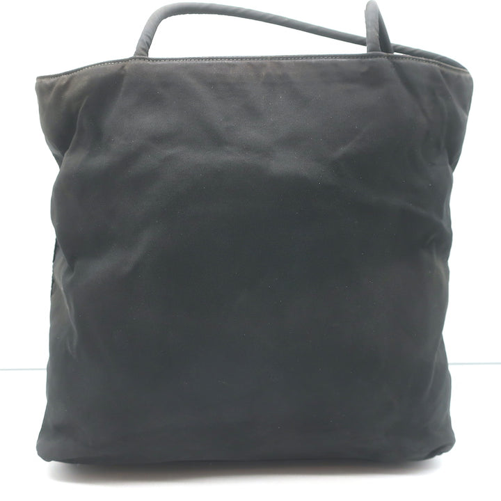 Vintage Prada Tessuto Nylon Medium Top-Zip Shoulder Bag Black