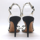 Valentino Free Rockstud Crisscross Sandals Black Suede & White Leather Size 36