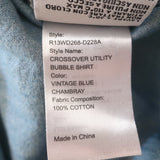 R13 Crossover Utility Bubble Shirt Vintage Blue Chambray Cotton Size Extra Small