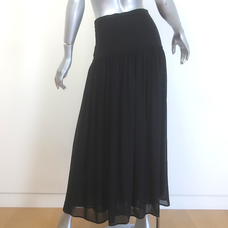Ulla Johnson Miya Drop-Waist Gathered Maxi Skirt Black Wool-Silk Size Small NEW