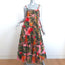 FARM Rio Tiered Maxi Dress Pink Cocoa Forest Print Cotton Size Extra Small