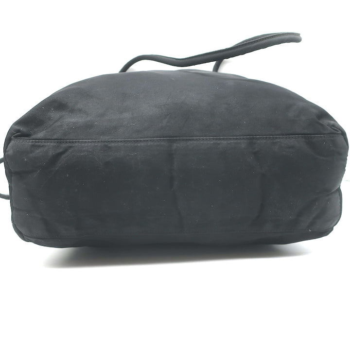 Vintage Prada Tessuto Nylon Medium Top-Zip Shoulder Bag Black