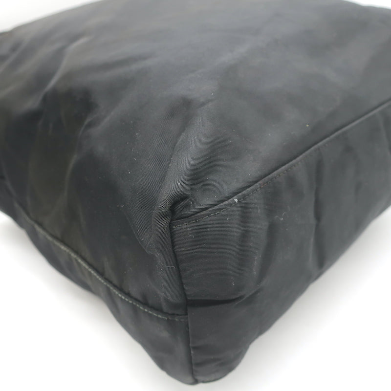 Vintage Prada Tessuto Nylon Medium Top-Zip Shoulder Bag Black