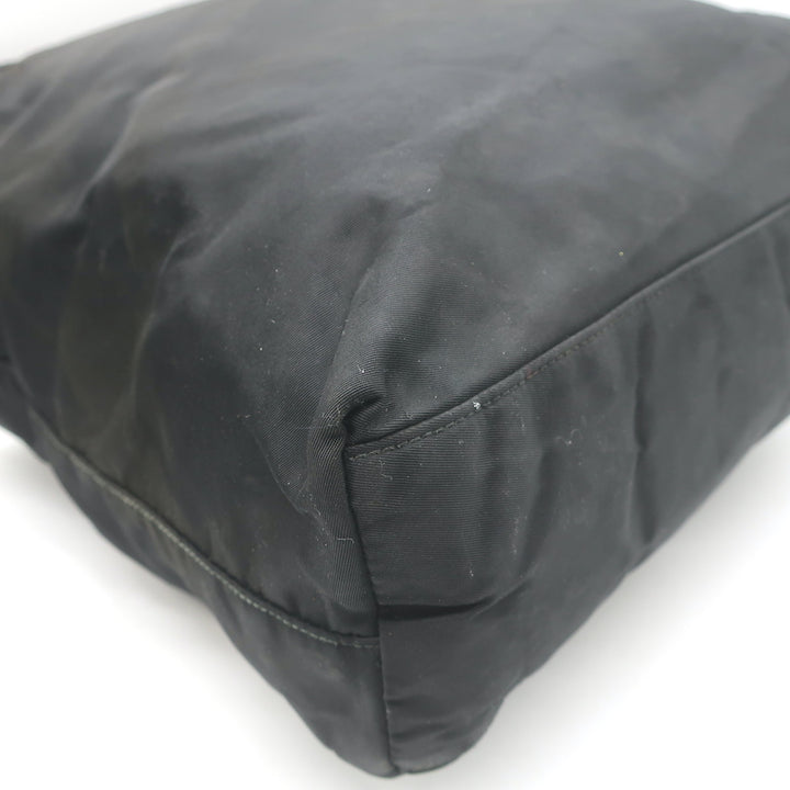 Vintage Prada Tessuto Nylon Medium Top-Zip Shoulder Bag Black