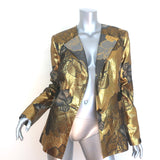 Chadwick Bell Metallic Brocade Blazer Gold Silk-Blend Size 12 One-Button Jacket