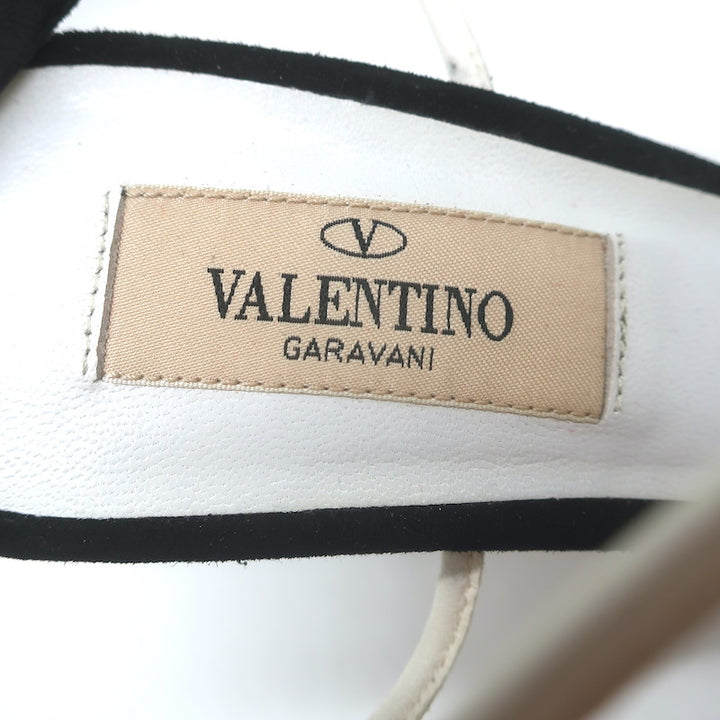 Valentino Free Rockstud Crisscross Sandals Black Suede &amp; White Leather Size 36