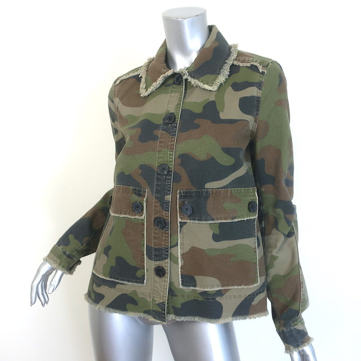 Veronica Beard JEANS Mercer Camo Print Army Jacket Green Size Small