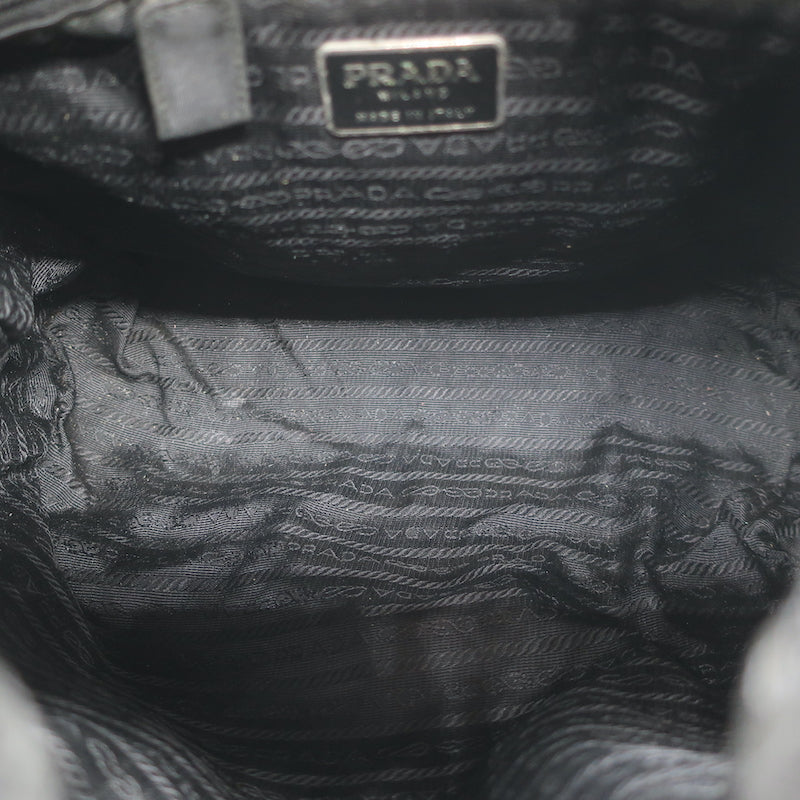 Vintage Prada Tessuto Nylon Medium Top-Zip Shoulder Bag Black