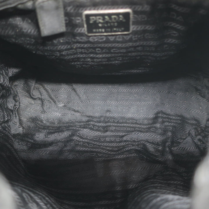 Vintage Prada Tessuto Nylon Medium Top-Zip Shoulder Bag Black
