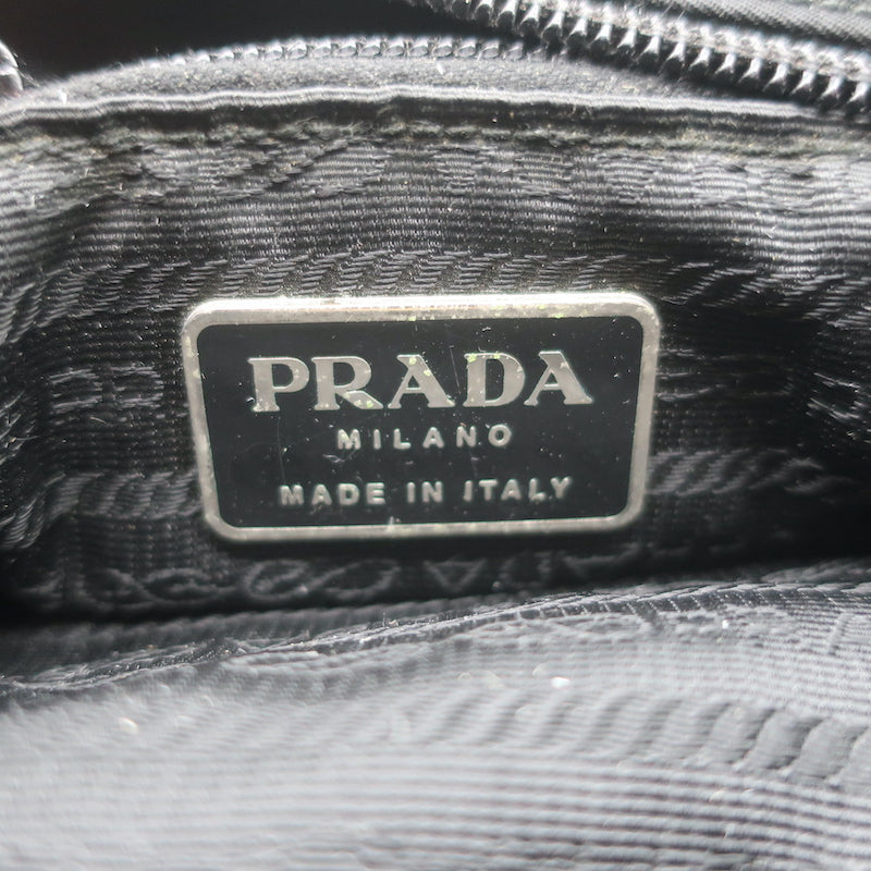Vintage Prada Tessuto Nylon Medium Top-Zip Shoulder Bag Black
