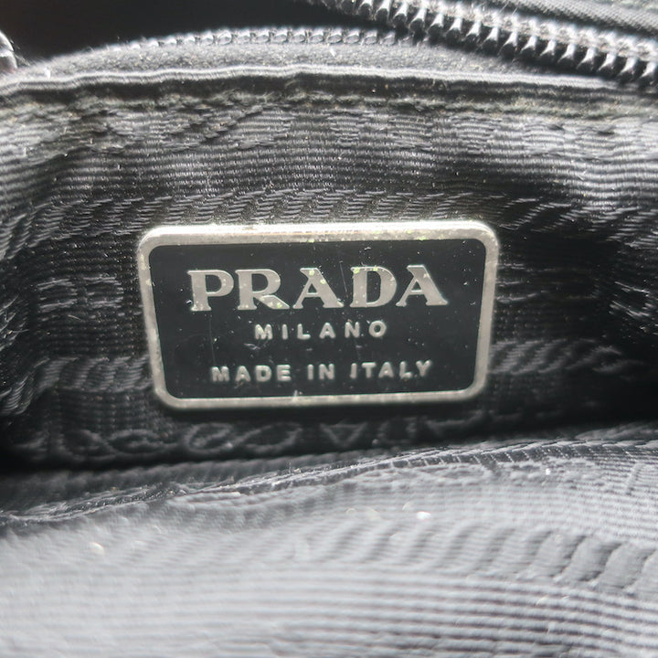Vintage Prada Tessuto Nylon Medium Top-Zip Shoulder Bag Black