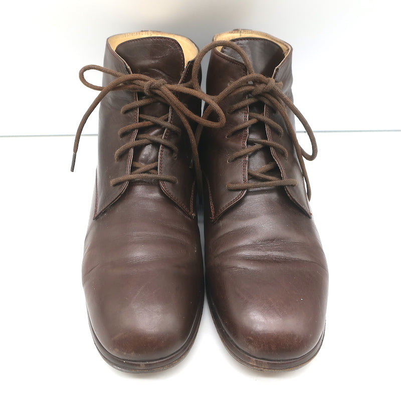 Dries Van Noten Lace-Up Booties Brown Leather Size 37 Flat Ankle Boots