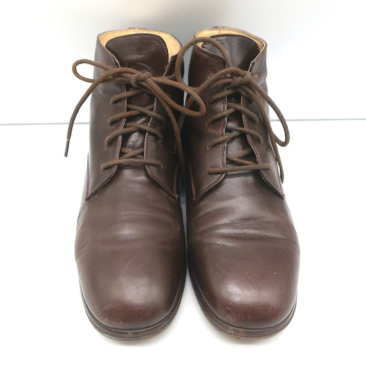 Dries Van Noten Lace-Up Booties Brown Leather Size 37 Flat Ankle Boots