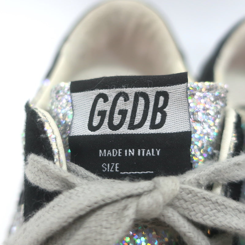 Golden Goose Superstar Rainbow Glitter Sneakers Silver with Pink Star Size 40