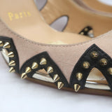 Christian Louboutin Circus City Spiked Cutout Pumps Beige Suede Size 36.5