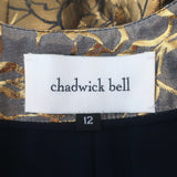 Chadwick Bell Metallic Brocade Blazer Gold Silk-Blend Size 12 One-Button Jacket