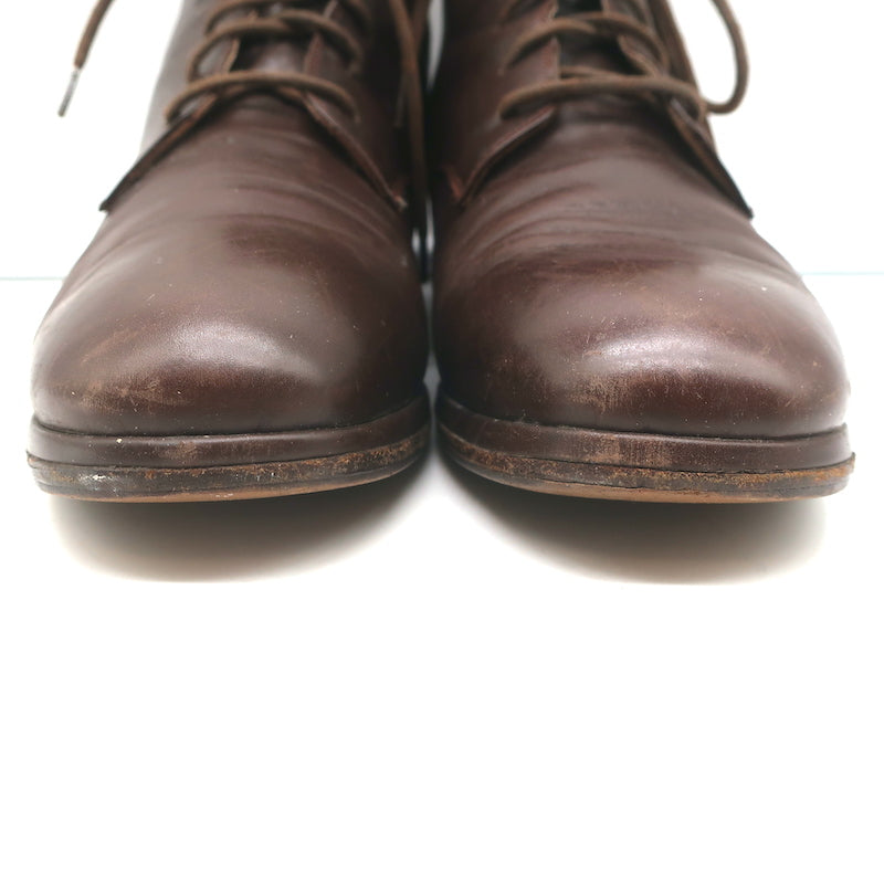 Dries Van Noten Lace-Up Booties Brown Leather Size 37 Flat Ankle Boots