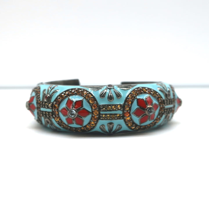 MCL by Matthew Campbell Laurenza Sapphire &amp; Citrine Floral Cuff Bracelet Blue