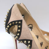 Christian Louboutin Circus City Spiked Cutout Pumps Beige Suede Size 36.5