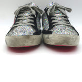 Golden Goose Superstar Rainbow Glitter Sneakers Silver with Pink Star Size 40