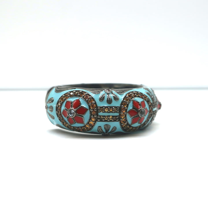 MCL by Matthew Campbell Laurenza Sapphire &amp; Citrine Floral Cuff Bracelet Blue