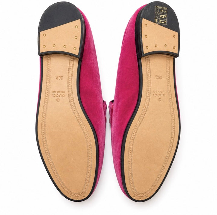 Gucci Jordaan Velvet Loafers Fuchsia Size 38.5 NEW