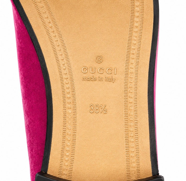 Gucci Jordaan Velvet Loafers Fuchsia Size 38.5 NEW