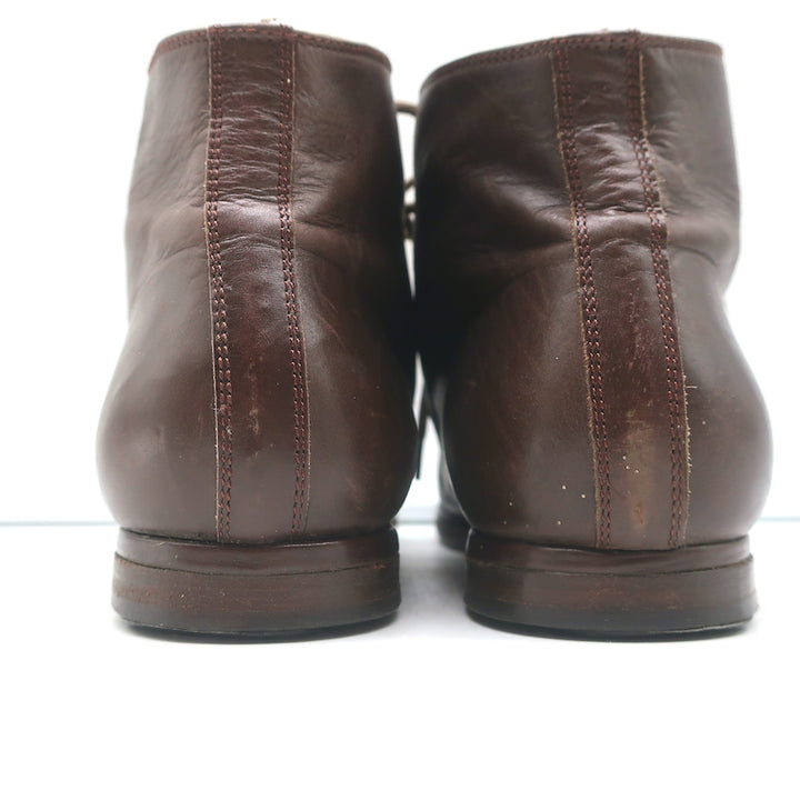 Dries Van Noten Lace-Up Booties Brown Leather Size 37 Flat Ankle Boots