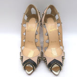 Christian Louboutin Circus City Spiked Cutout Pumps Beige Suede Size 36.5