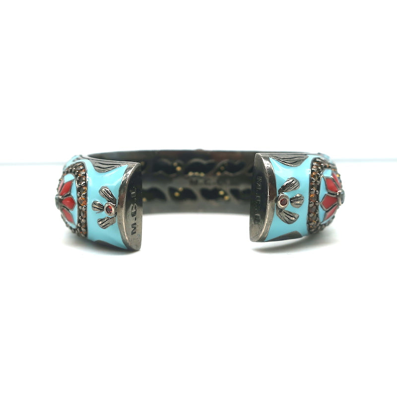 MCL by Matthew Campbell Laurenza Sapphire &amp; Citrine Floral Cuff Bracelet Blue