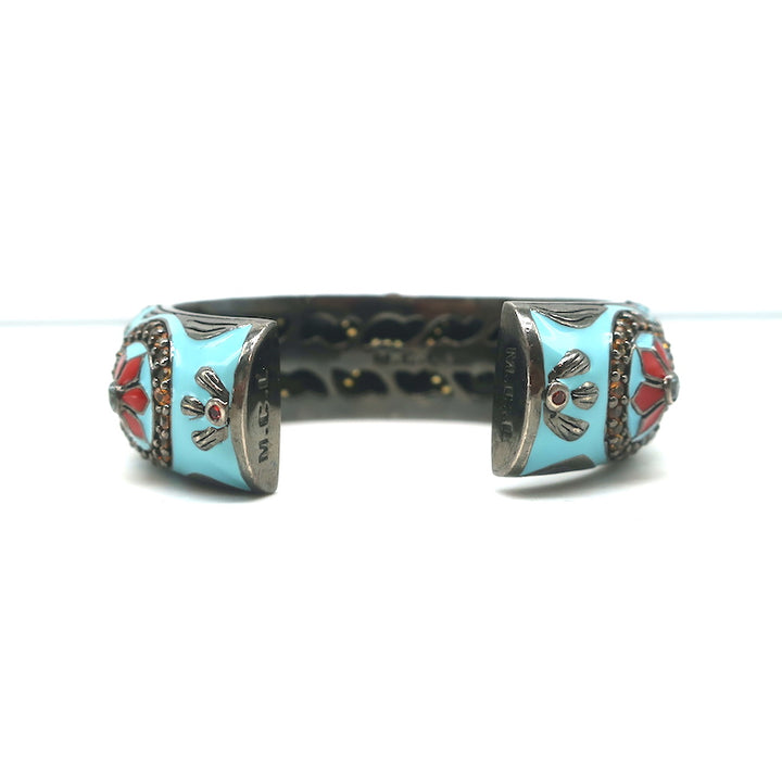 MCL by Matthew Campbell Laurenza Sapphire &amp; Citrine Floral Cuff Bracelet Blue