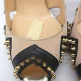 Christian Louboutin Circus City Spiked Cutout Pumps Beige Suede Size 36.5