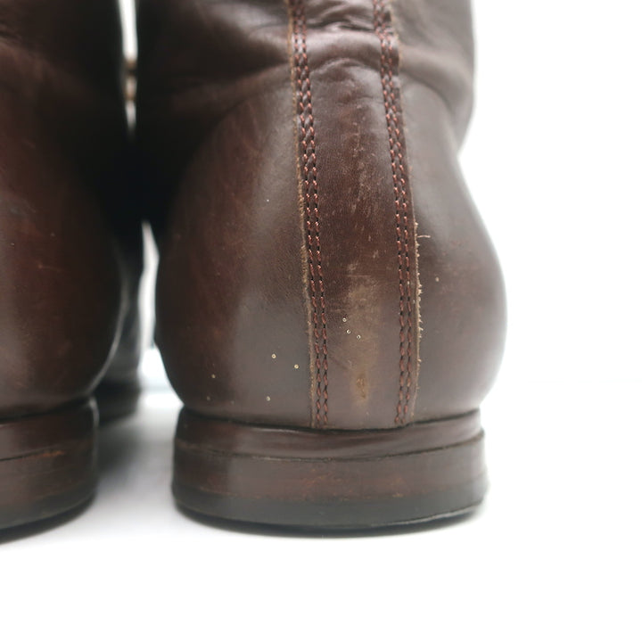Dries Van Noten Lace-Up Booties Brown Leather Size 37 Flat Ankle Boots
