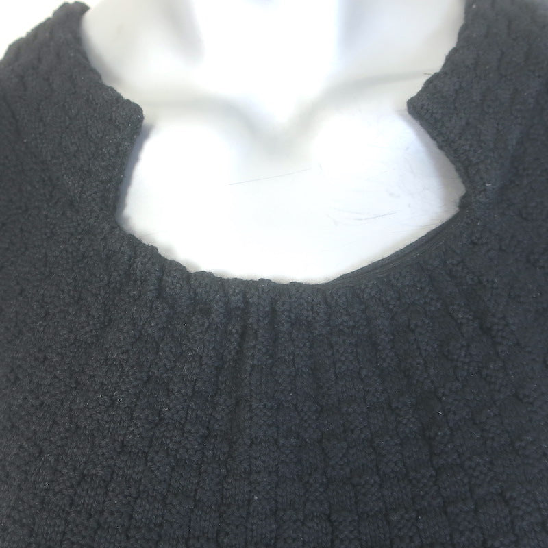 Chanel 11A Puff Sleeve Boucle Knit Dress Black/Silver Wool Size 38
