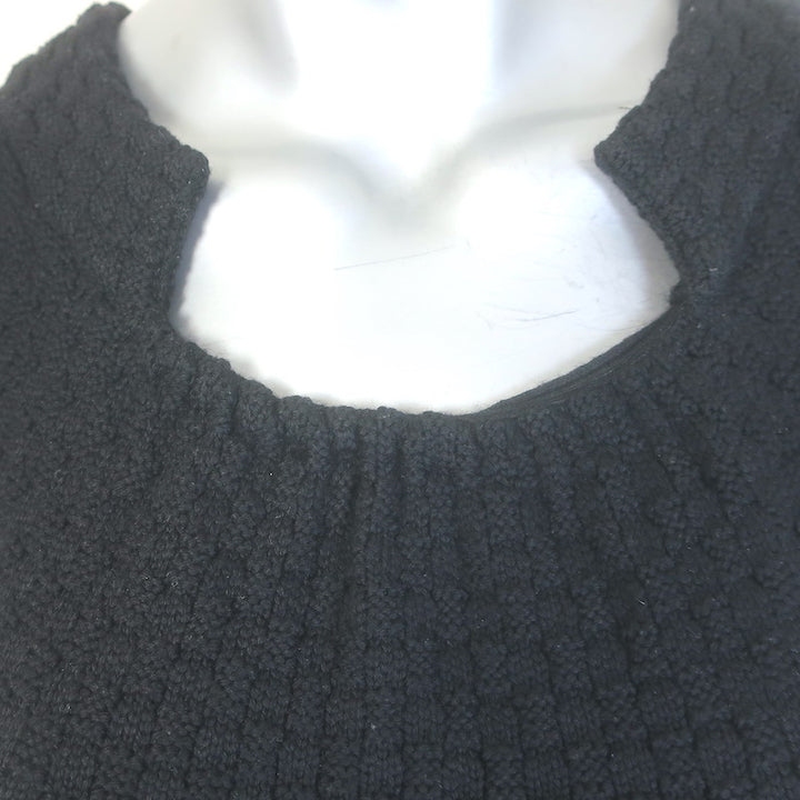Chanel 11A Puff Sleeve Boucle Knit Dress Black/Silver Wool Size 38