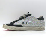 Golden Goose Superstar Rainbow Glitter Sneakers Silver with Pink Star Size 40