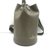 Valentino Rockstud Bucket Bag Dark Olive Leather Small Crossbody