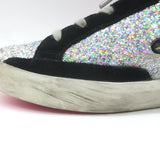Golden Goose Superstar Rainbow Glitter Sneakers Silver with Pink Star Size 40