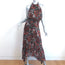 A.L.C. Midi Dress Bardot Black/Red Metallic-Striped Printed Chiffon Size 0