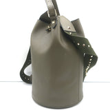 Valentino Rockstud Bucket Bag Dark Olive Leather Small Crossbody