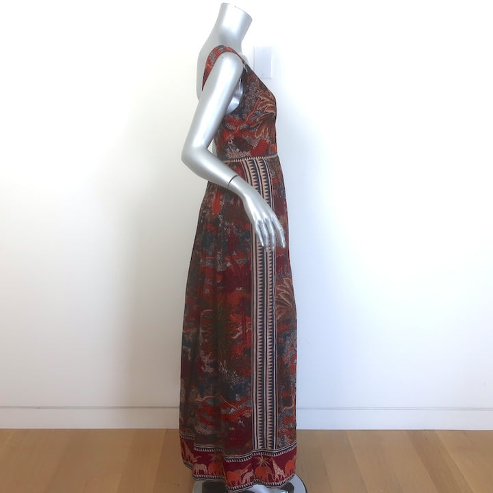 Le Sirenuse Sophia Burning Sun Maxi Dress Multicolor Printed Cotton Size 42