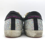 Golden Goose Superstar Rainbow Glitter Sneakers Silver with Pink Star Size 40
