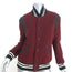 Saint Laurent Teddy Bomber Jacket Leather-Trim Burgundy Wool Size 46