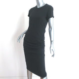 James Perse Classic Skinny T-Shirt Dress Black Ruched Stretch Jersey Size 4