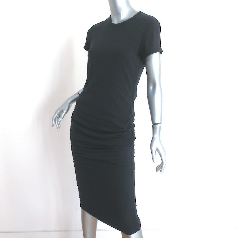 James Perse Classic Skinny T-Shirt Dress Black Ruched Stretch Jersey S Celebrity Owned James Perse Classic Skinny T-Shirt Dress Black Ruched Stretch Jersey S Celebrity Owned