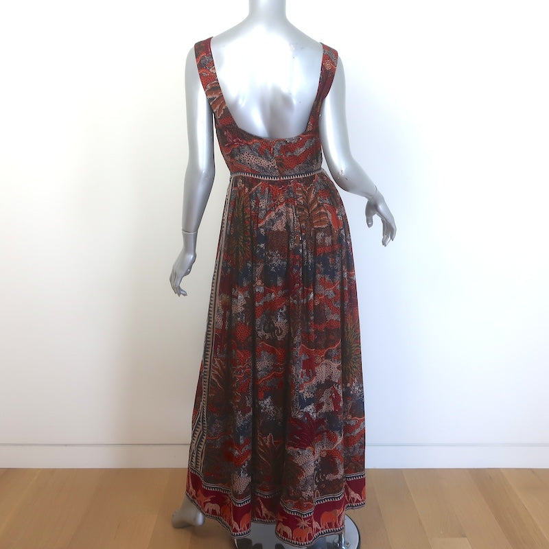 Le Sirenuse Sophia Burning Sun Maxi Dress Multicolor Printed Cotton Size 42