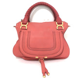 Chloé Medium Marcie satchel crossbody in Paradise Pink pebbled leather, authentic pre-owned handbag with gold hardware