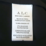 A.L.C. Midi Dress Bardot Black/Red Metallic-Striped Printed Chiffon Size 0