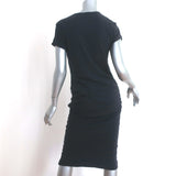 James Perse Classic Skinny T-Shirt Dress Black Ruched Stretch Jersey Size 4